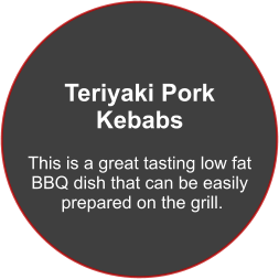 Teriyaki Pork  Kebabs  This is a great tasting low fat  BBQ dish that can be easily  prepared on the grill.