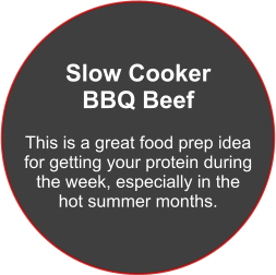 Slow Cooker BBQ Beef  This is a great food prep idea for getting your protein during the week, especially in the hot summer months.